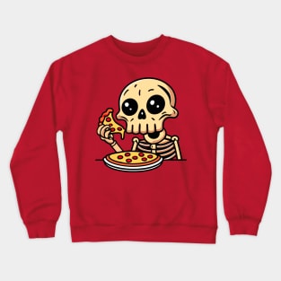 Skull Eating Pizza Cute Cartoon Crewneck Sweatshirt